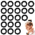 Satin Silk Scrunchies Hiar Ties for Women Girls Ponytail Holders 20 Pcs Mini Black Bulk Scrunchies Elastic Hair Bands for Thick Curly Hair Pony Tails 