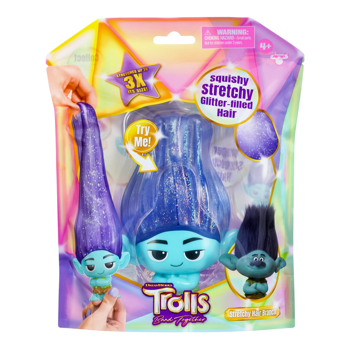 Magic Mixies DreamWorks Trolls Band Together Squishy, Stretchy GlitterFilled Hair Doll  Stretchy Hair Branch