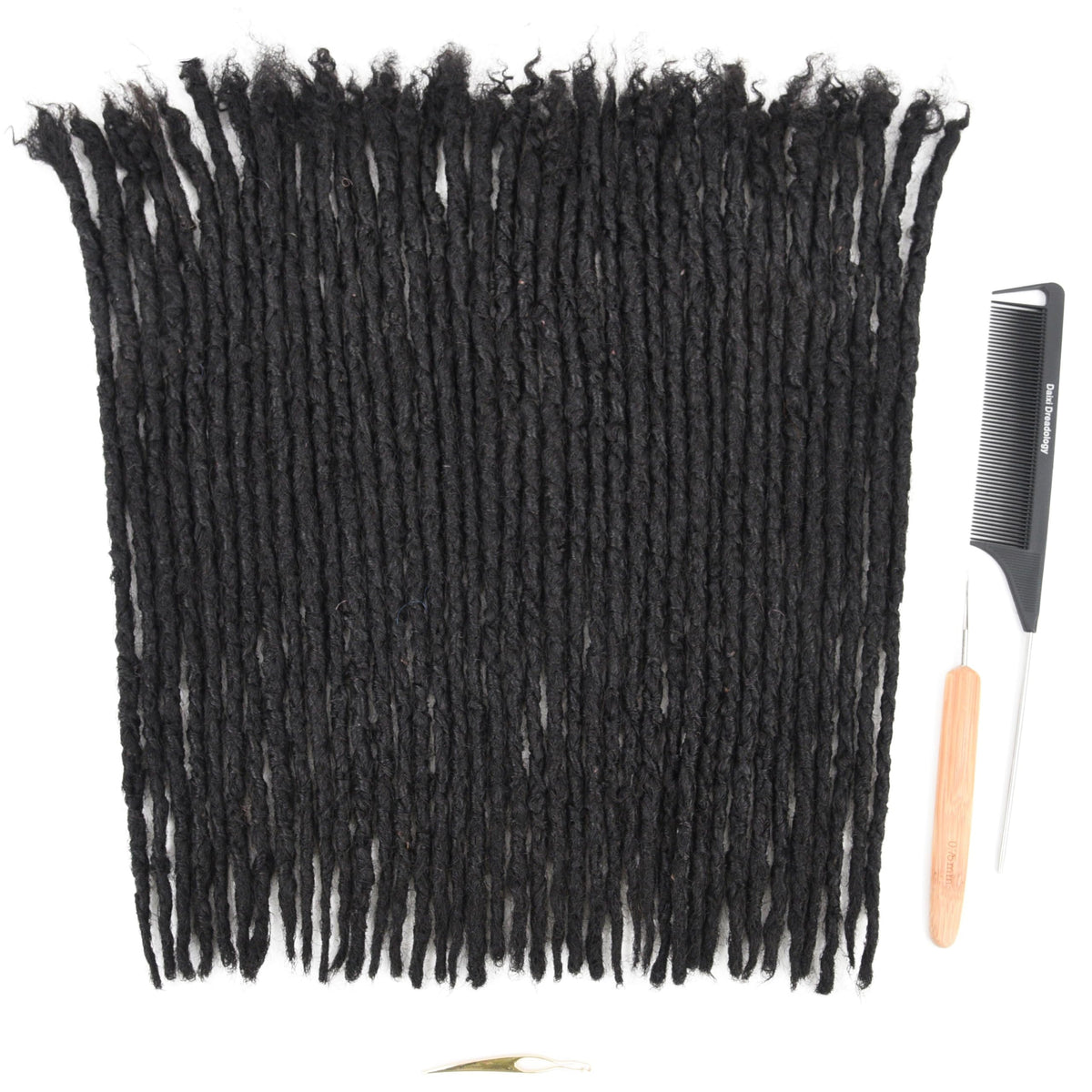DAIXI Handmade Interlocking Locs 100% Real Human Hair Permanent Loc Extensions Textured Natural Looking Soft Dreadlocks (1B  0.8cm, 12 Inch 10 Strand
