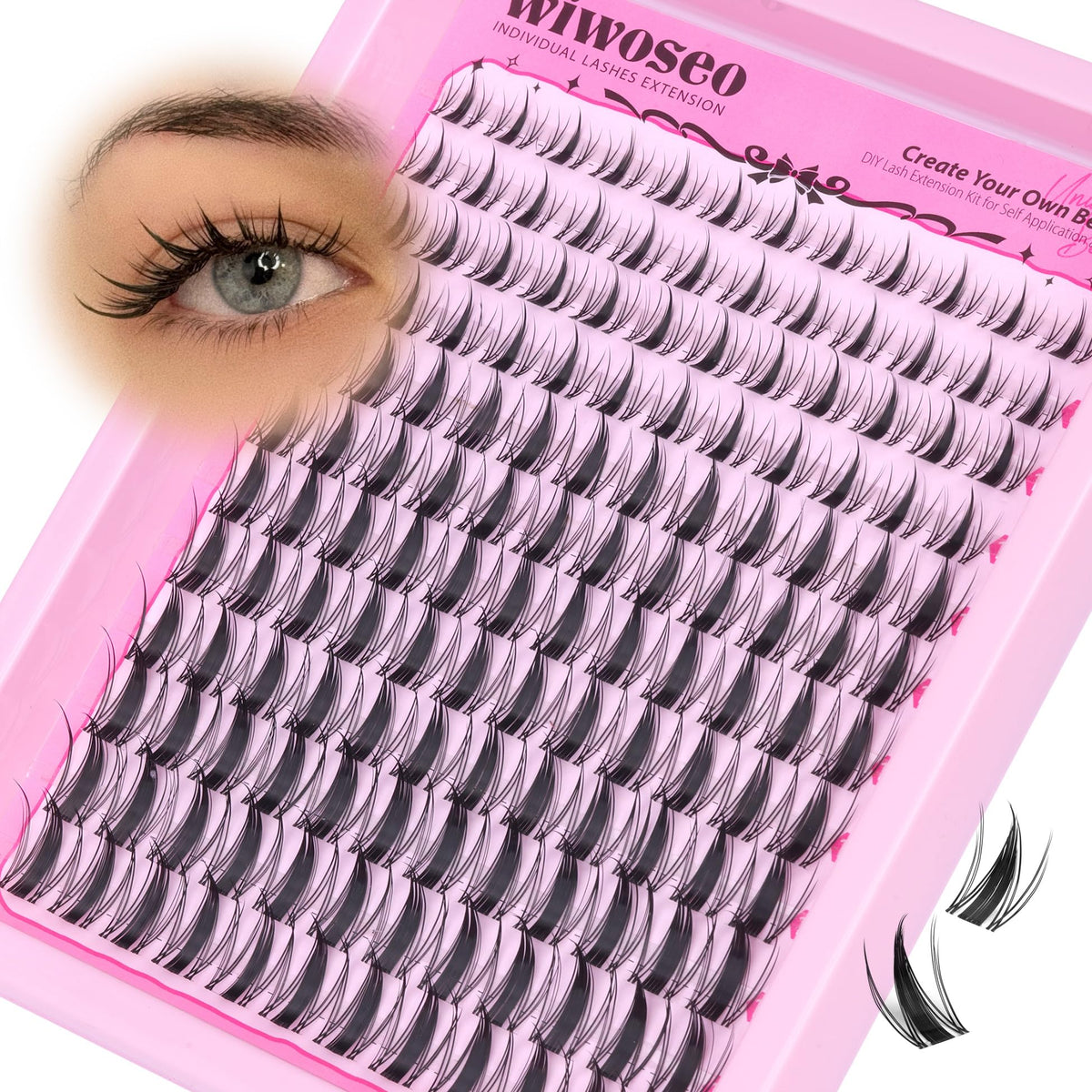wiwoseo Fairy Lash Clusters Manga Eyelash Clusters Anime Cluster Eyelash Extensions Fairy Cluster Lashes Clear Band Lashes Clusters Spiky Individual L