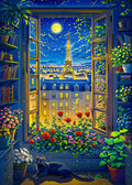 Cat in Paris. TUMBAUMBA, Jigsaw Puzzle 1000 Piece for Adults, Colorful Challenging Art Puzzle for Woman and Cat Lovers, Mate Finish Puzzles for Adults