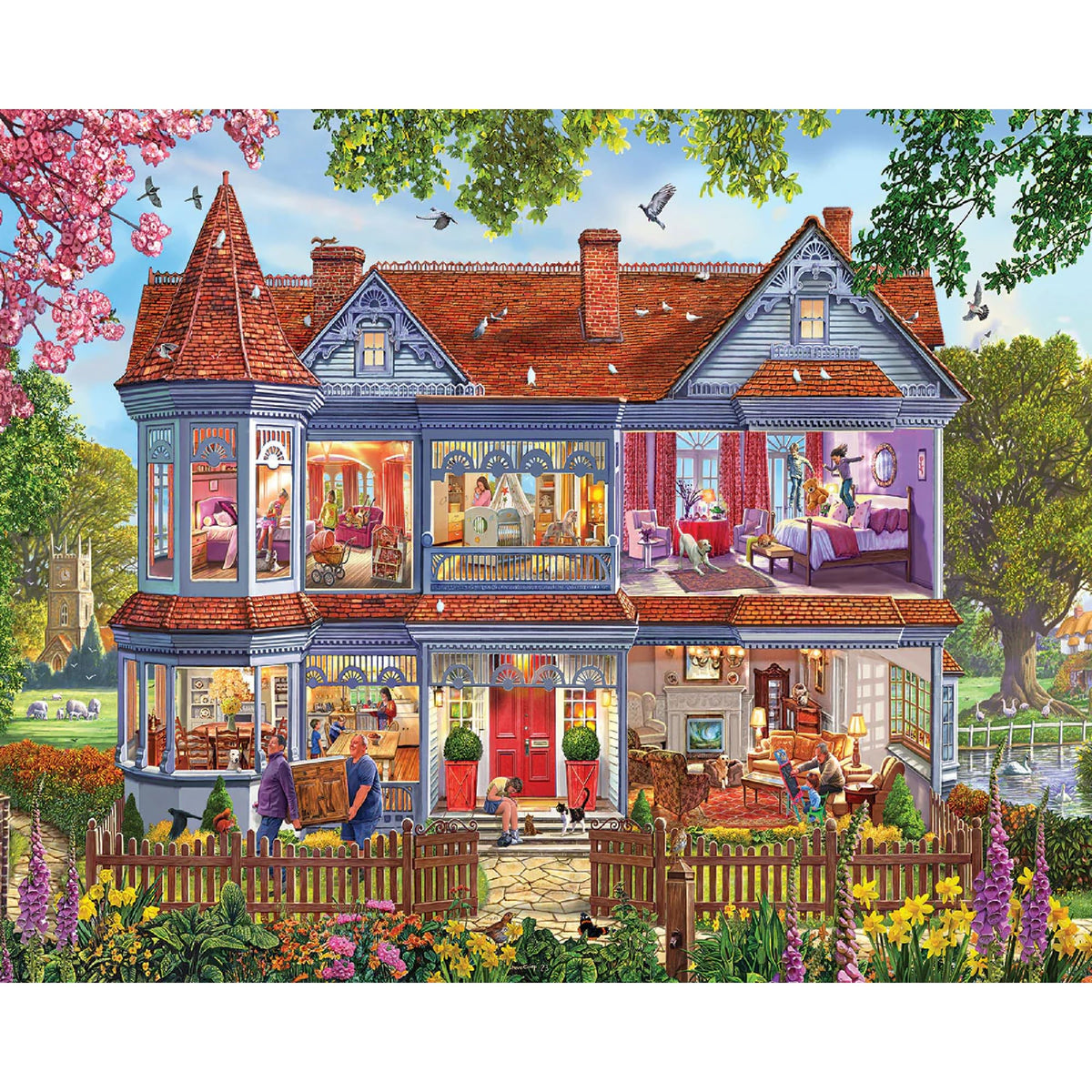 White Mountain Spring House Puzzle 1000 Piece Jigsaw Puzzles for Adults
