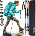Foxelli Carbon Fiber Trekking Poles  Lightweight Collapsible Hiking Poles, ShockAbsorbent Walking Sticks with Natural Cork Grips, Flip Locks, 4 Seas