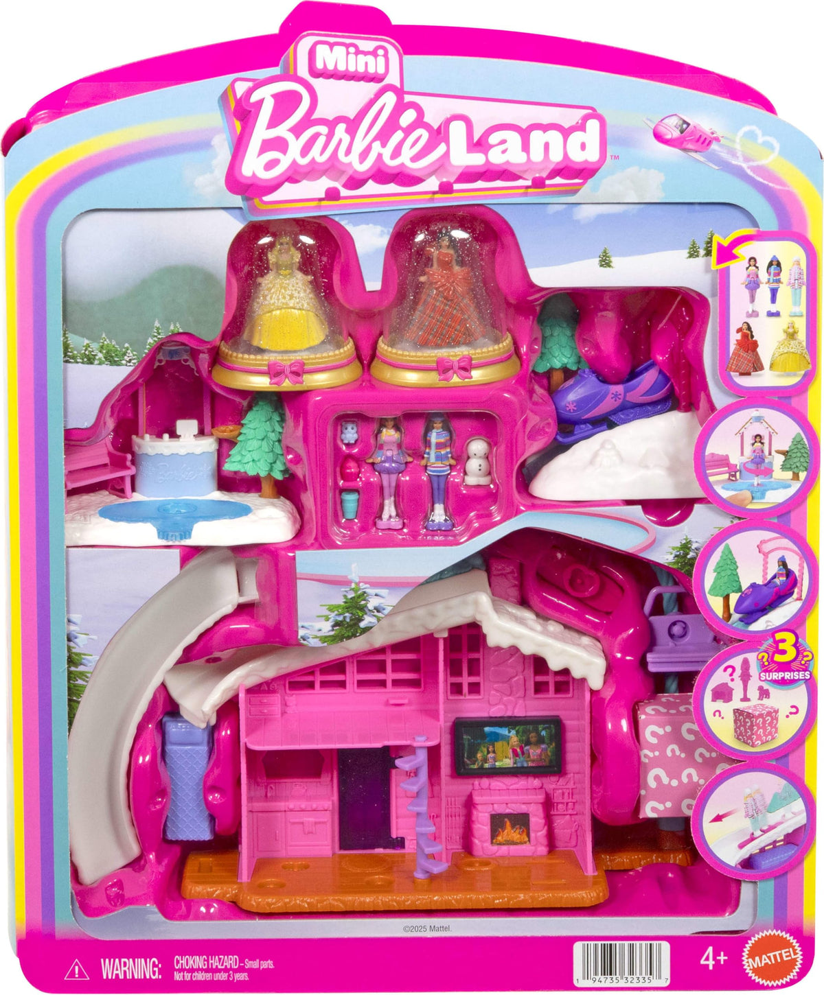 Barbie Mini BarbieLand Bundle Including 2 Holiday Dolls, 3 Snow Playsets, 3 Other 1.5inch Dolls