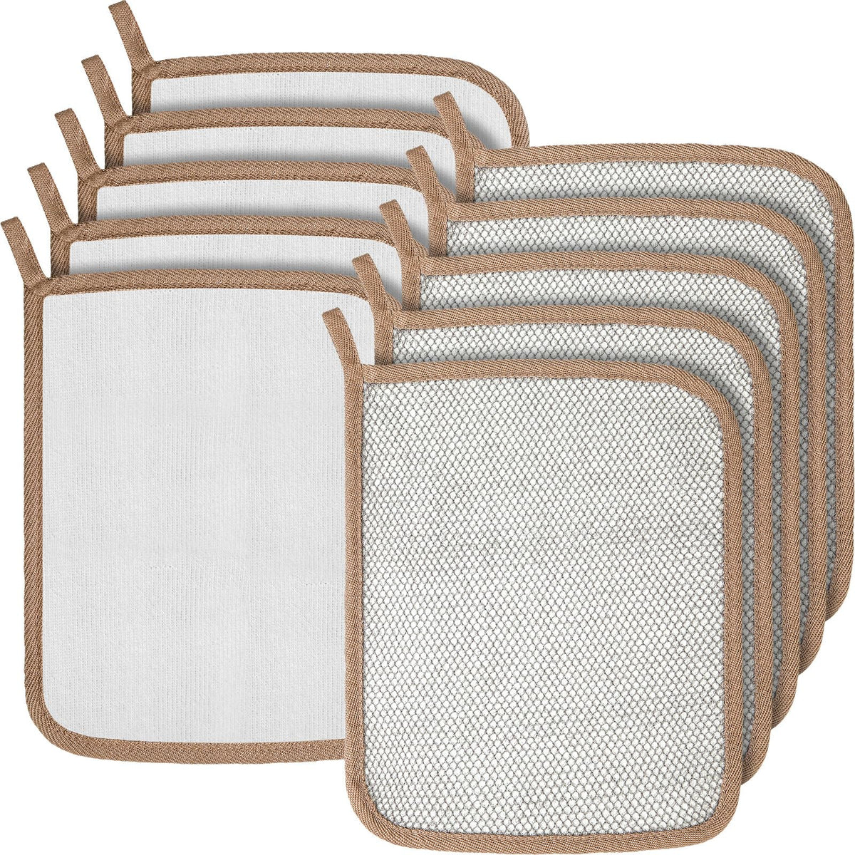 Tudomro 10 Pcs Exfoliating Washcloths Double Sided Man Wash Cloths Body Face Exfoliating Scrub Cloths for Shower Men Women(10.2 x 8.7 Inch,Light Color