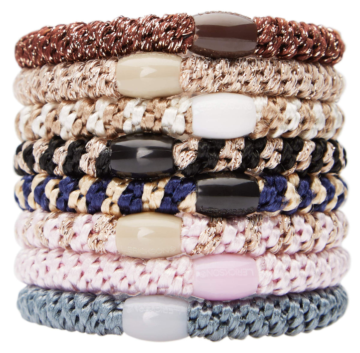 L. Erickson Grab & Go Pony  Sophisticated  8 Pack Ponytail Holder Hair Ties  Mixed Colors