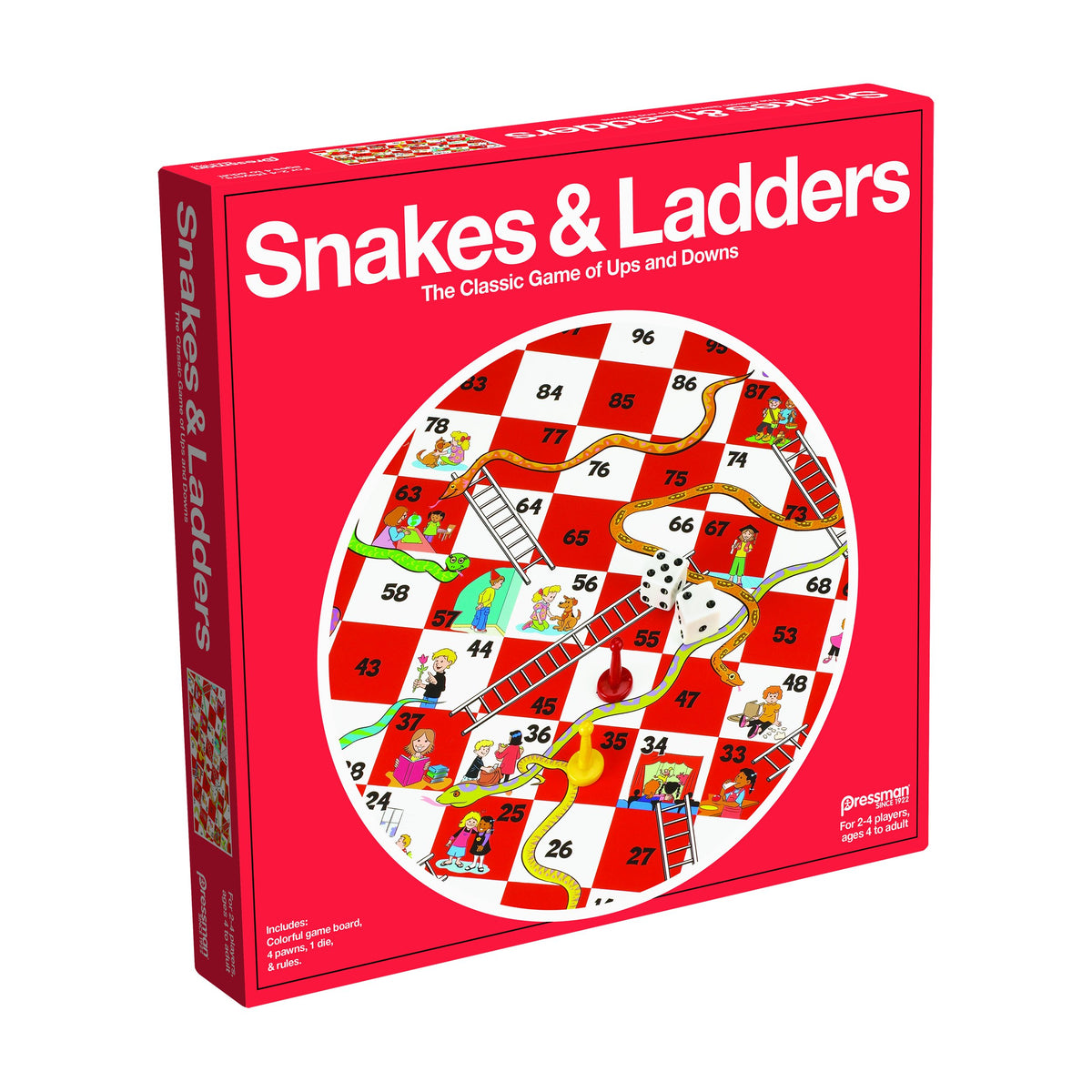 Pressman Snakes & Ladders Game, 24 Players, Ages 4 & Up, 5inch