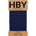 HBY Womens Hair Ties for Thick or Curly Hair. No Slip Seamless Ponytail Holders Sports Thick Hair Ties, Navy, 8MM, 12 Pcs