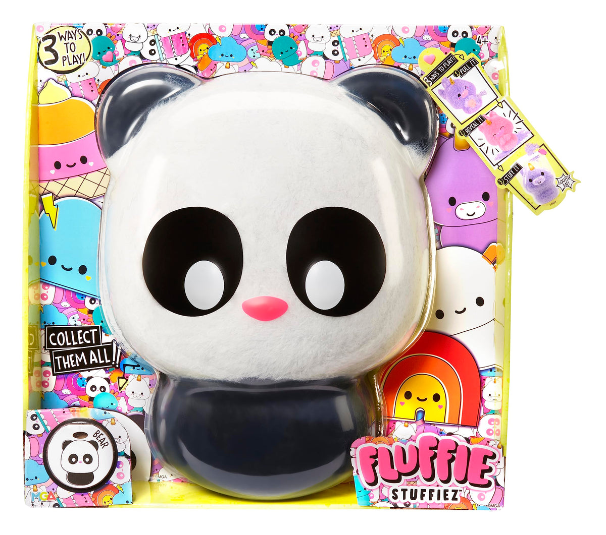 Fluffie Stuffiez Panda Large Collectible Feature Plush 11inch  Surprise Reveal Unboxing with Huggable ASMR Fidget DIY Fur Pulling, Ultra Soft Fluff