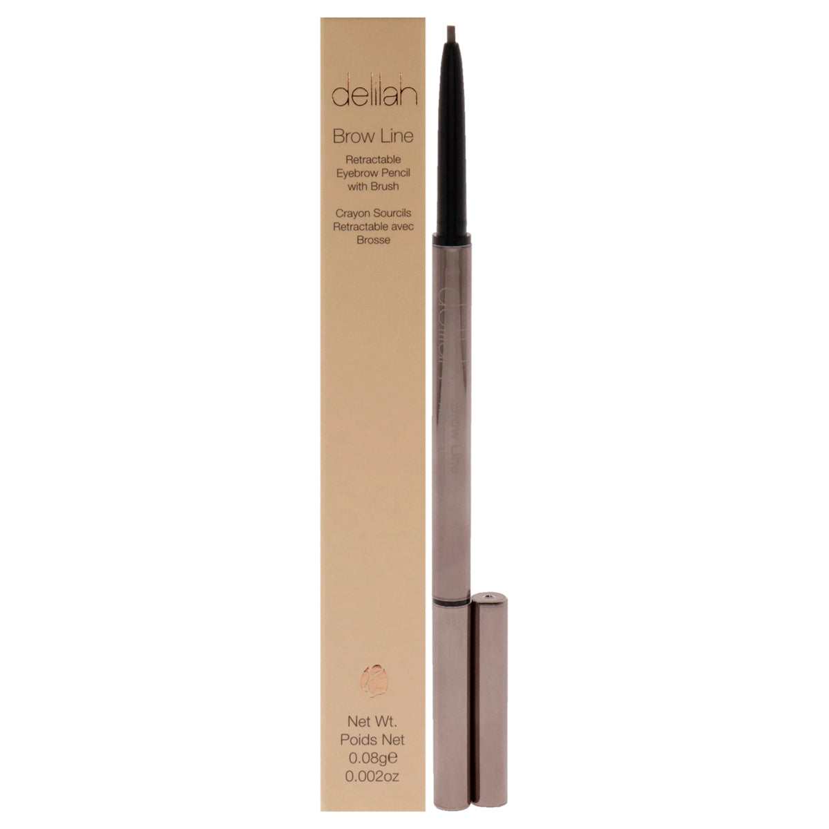 Brow Line Retractable Eyebrow Pencil With Brush  Ash by Delilah for Women  0.002 oz Eyebrow